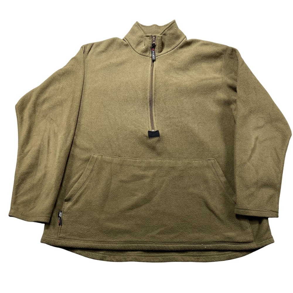 Peckham Sweatshirt‎ Mens Large Brown USMC Polartec Fleece 1/4 Zip Mock Neck
